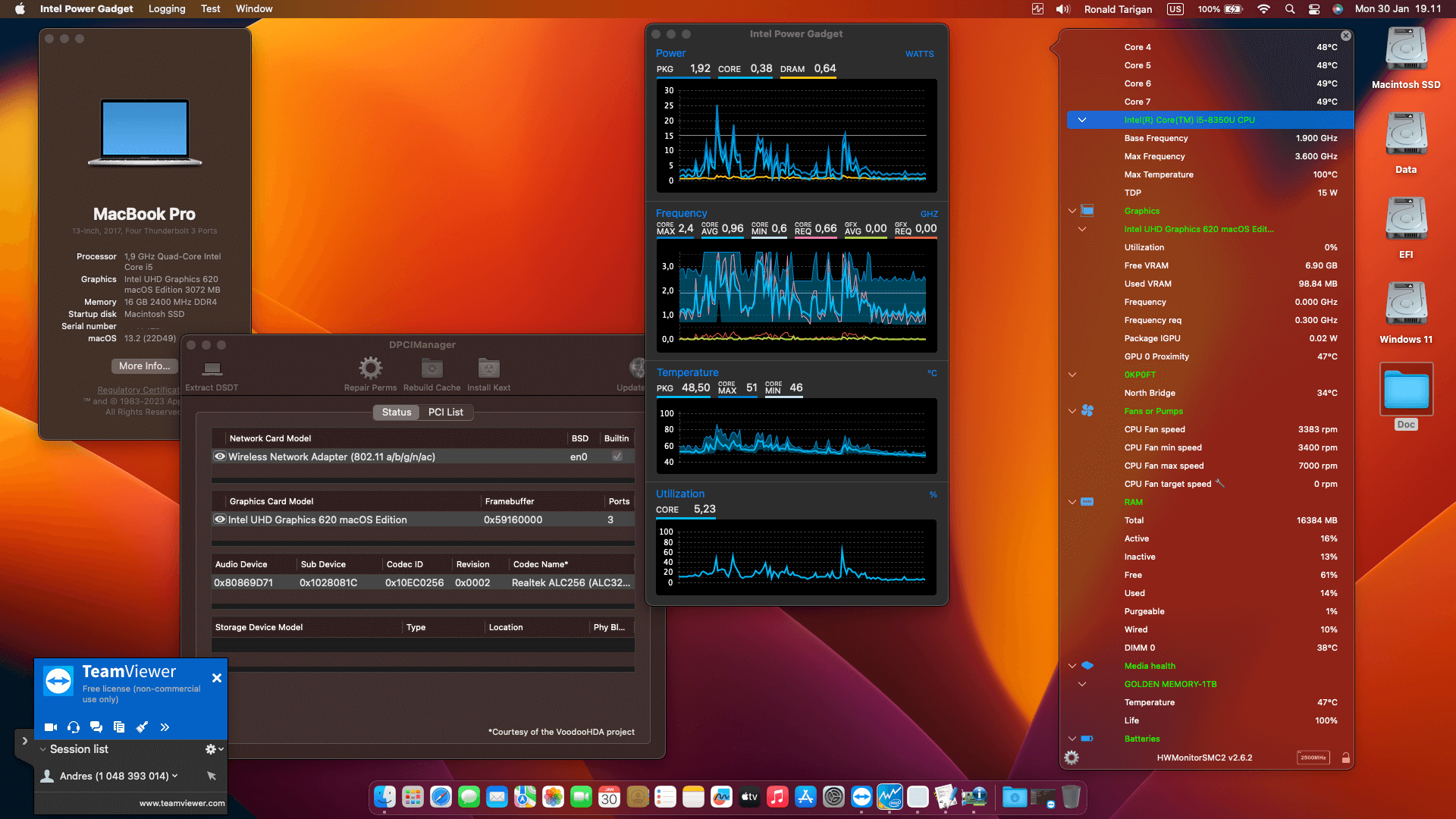 Success Hackintosh macOS Ventura 13.2 Build 22D49 in Dell Latitude 7490